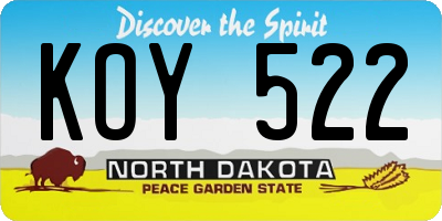 ND license plate KOY522