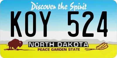 ND license plate KOY524