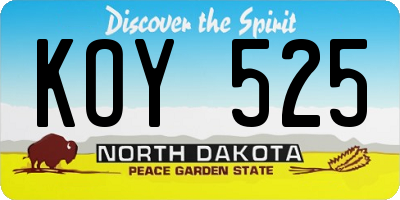 ND license plate KOY525