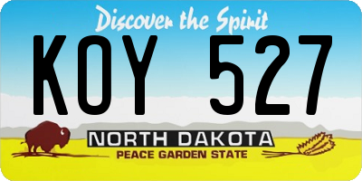 ND license plate KOY527
