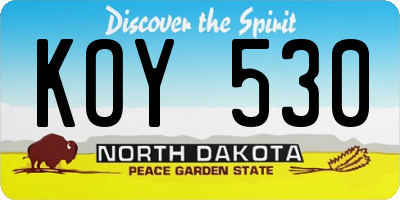 ND license plate KOY530