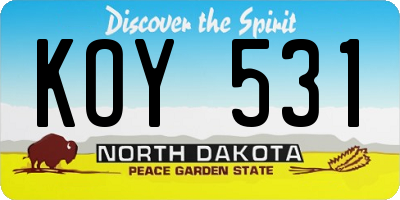 ND license plate KOY531