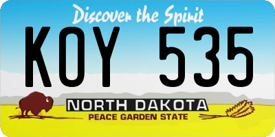 ND license plate KOY535
