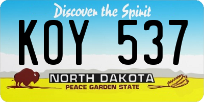 ND license plate KOY537