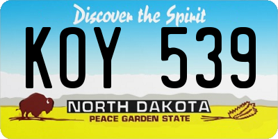 ND license plate KOY539