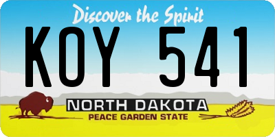 ND license plate KOY541
