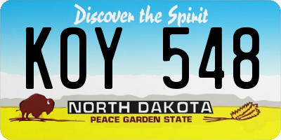 ND license plate KOY548
