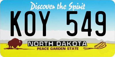 ND license plate KOY549