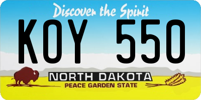 ND license plate KOY550