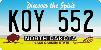 ND license plate KOY552
