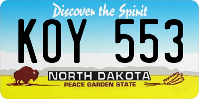 ND license plate KOY553