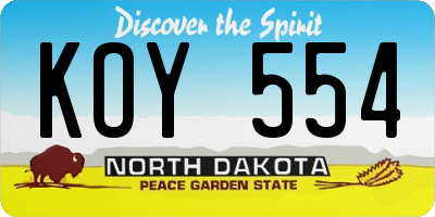ND license plate KOY554