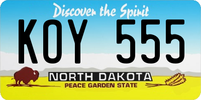 ND license plate KOY555