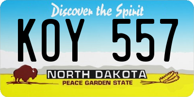 ND license plate KOY557