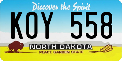ND license plate KOY558