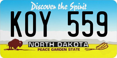 ND license plate KOY559