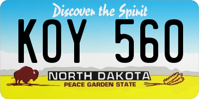 ND license plate KOY560