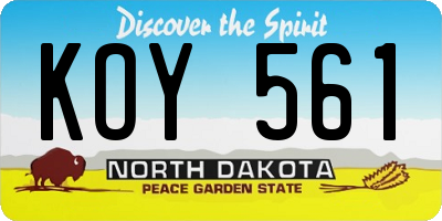 ND license plate KOY561