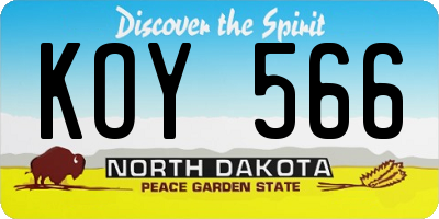 ND license plate KOY566