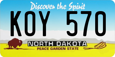 ND license plate KOY570