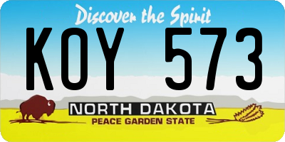 ND license plate KOY573