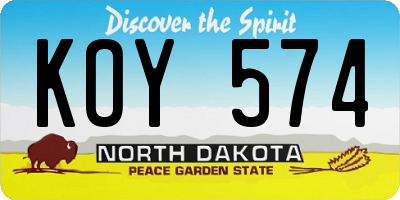 ND license plate KOY574