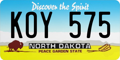 ND license plate KOY575