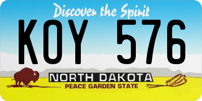 ND license plate KOY576