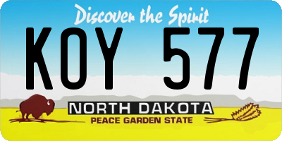 ND license plate KOY577