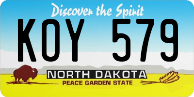 ND license plate KOY579