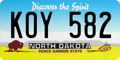 ND license plate KOY582