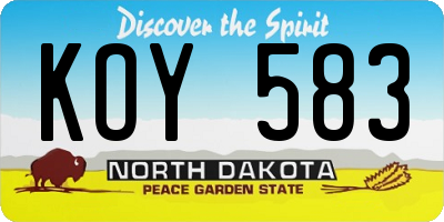 ND license plate KOY583