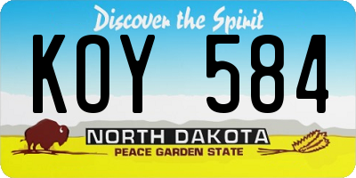 ND license plate KOY584