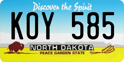 ND license plate KOY585