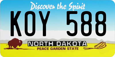 ND license plate KOY588