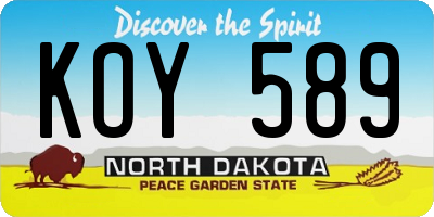 ND license plate KOY589
