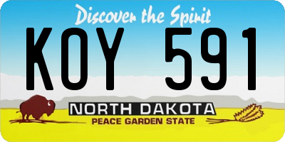 ND license plate KOY591