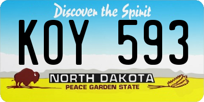 ND license plate KOY593