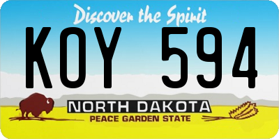 ND license plate KOY594