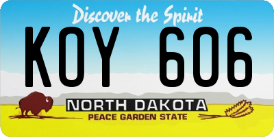 ND license plate KOY606