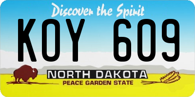 ND license plate KOY609