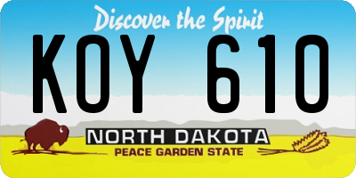 ND license plate KOY610