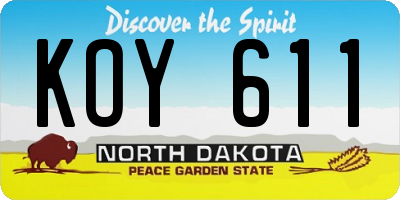 ND license plate KOY611