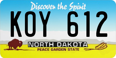 ND license plate KOY612