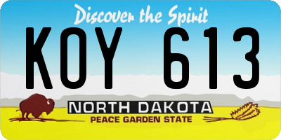 ND license plate KOY613