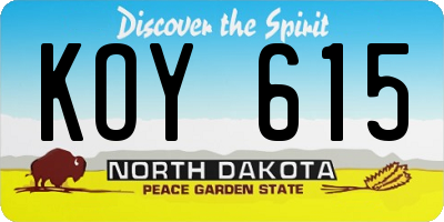 ND license plate KOY615