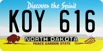 ND license plate KOY616