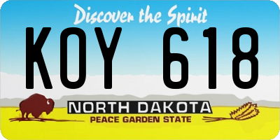ND license plate KOY618