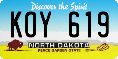 ND license plate KOY619