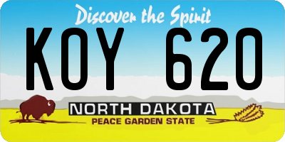 ND license plate KOY620